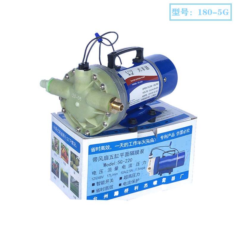 新款带风扇12V48V果树高压打药机农用电动喷雾器抽水灌溉5缸包邮