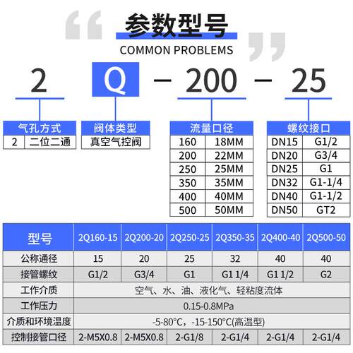 新款真空气控开关水阀2Q160-15/200-20/250-25/350-35/400-40包邮