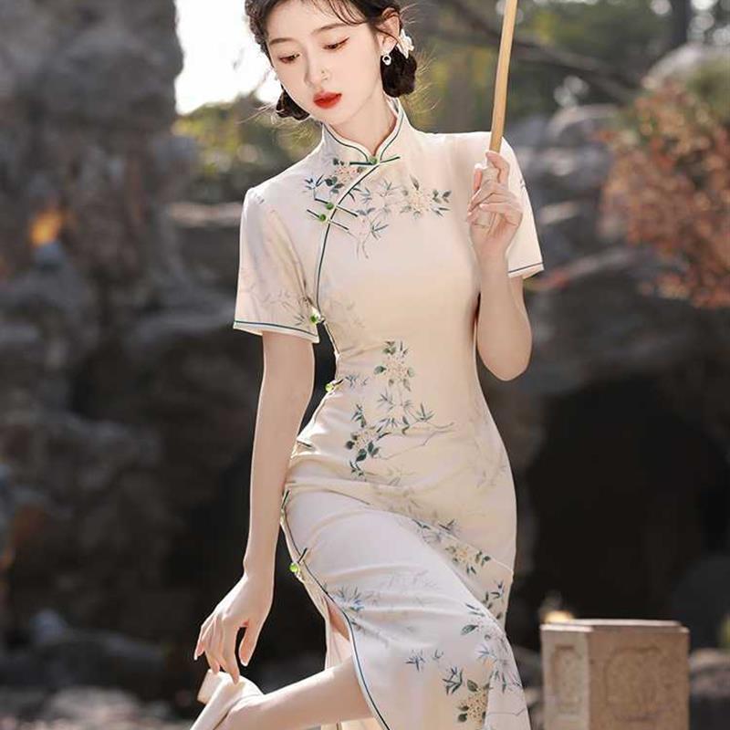 长款古法旗袍夏季女新中式高端气质改良年轻款少女连衣裙2025新款