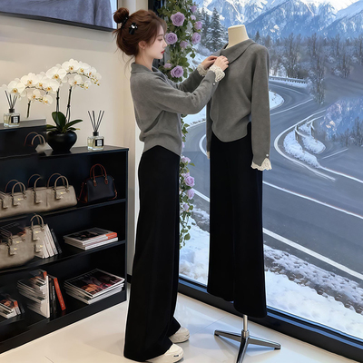 冬装穿搭一整套2025巨好看的韩系高级感梨形身材独特漂亮毛衣套装