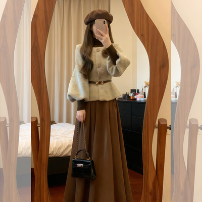 韩系ootd松弛高知感穿搭圆领宽松加厚开衫上衣女巨好看的冬装外套