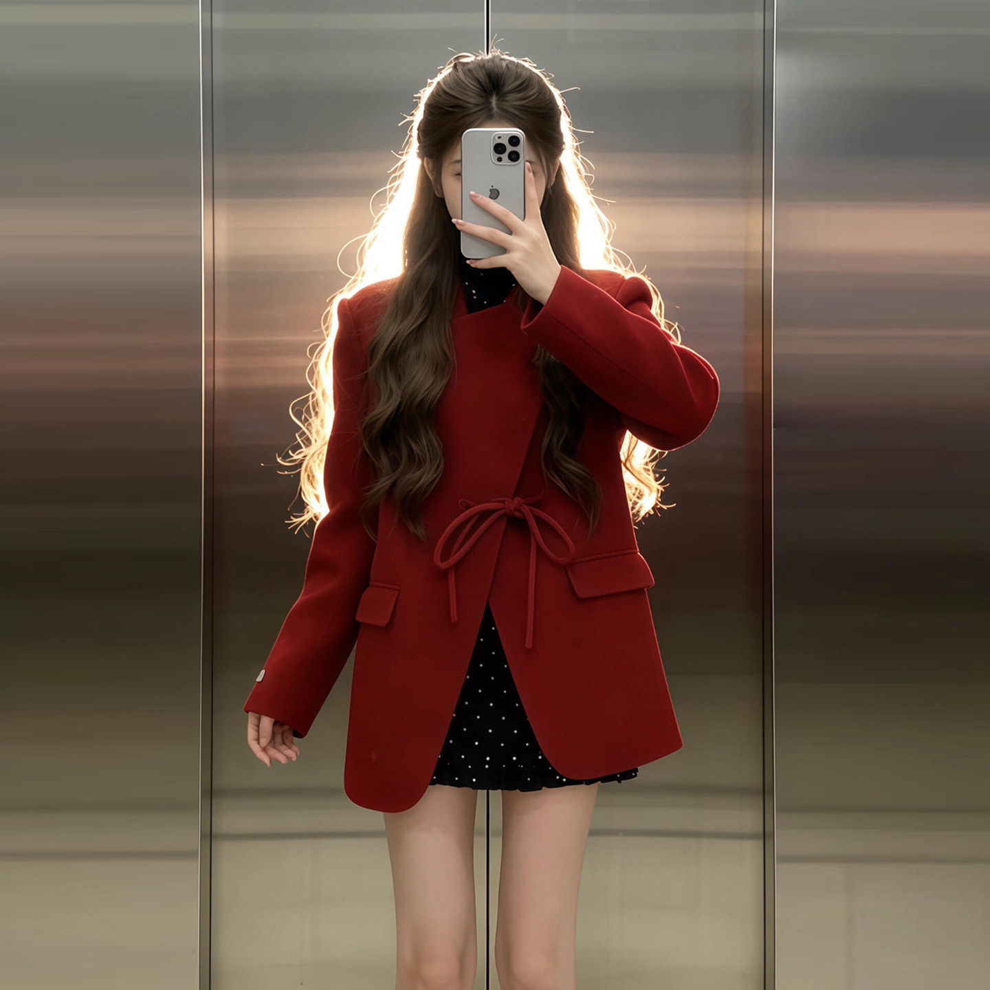 红色系带收腰套装短裙子女2026春季巨好看新年战袍氛围感穿搭套裙,女装/女士精品,连衣裙,淘宝优惠券,粉丝福利购,淘宝优惠卷