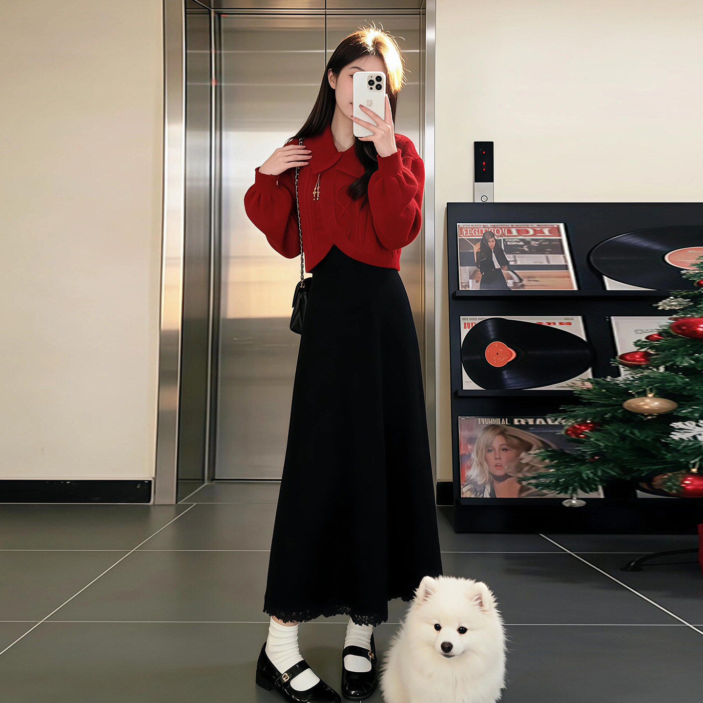 过新年战袍红色毛衣连衣裙子女春季2026新款巨好看新中式套装长裙