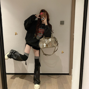时尚 美式 2025爆款 卫衣女新款 洋气ins风上衣 甜辣字母印花设计长袖