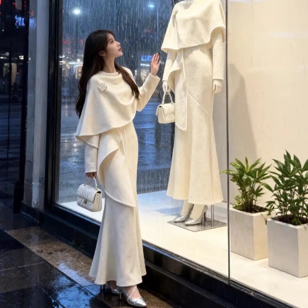 今年流行小香风斗篷披肩v领连衣裙女冬季2025新款修身包臀长裙子,女装/女士精品,连衣裙,淘宝优惠券,粉丝福利购,淘宝优惠卷