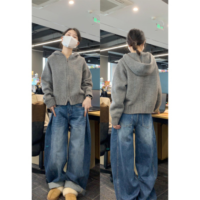 送运费险连帽双拉链毛衣外套