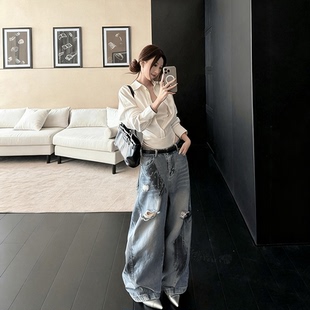 高级纯欲风长袖外穿POLO领衬衫女早秋新款设计感小众修身短上衣潮