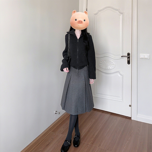 韩系初冬chic外套短款小上衣2025新款慵懒风拉链针织开衫毛衣女装