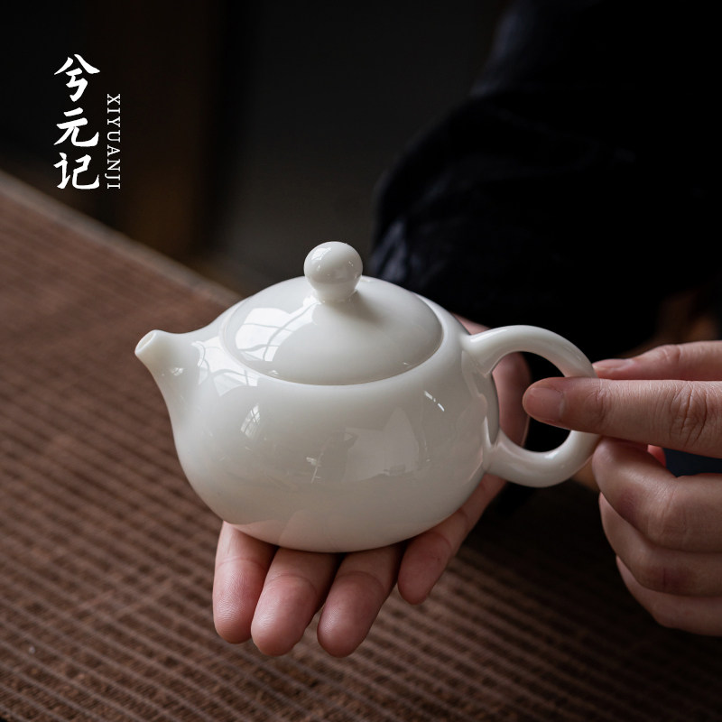 德化轻奢美人西施壶大号白瓷茶壶家用羊脂玉瓷高档泡茶壶陶瓷单壶