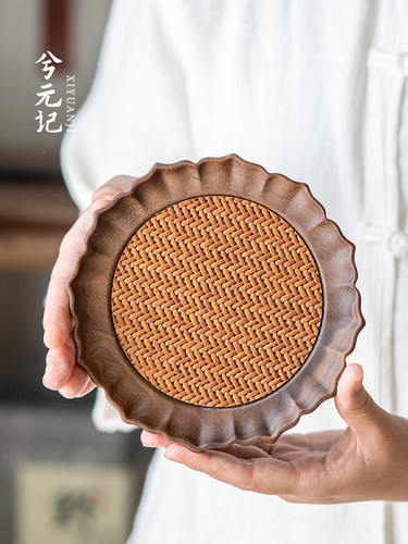 兮元记胡桃木藤编壶承茶壶托壶垫茶承茶垫干泡垫龙年高档茶具配件