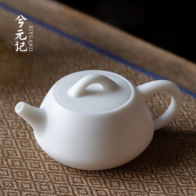 素烧羊脂玉瓷茶壶泡茶家用石瓢壶陶瓷单壶2025新款高档德化白瓷
