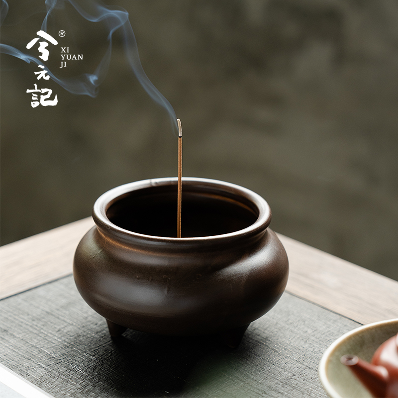 兮元记陶瓷三足香炉檀香沉香香薰炉家用室内焚香艾柱薰香炉环香炉