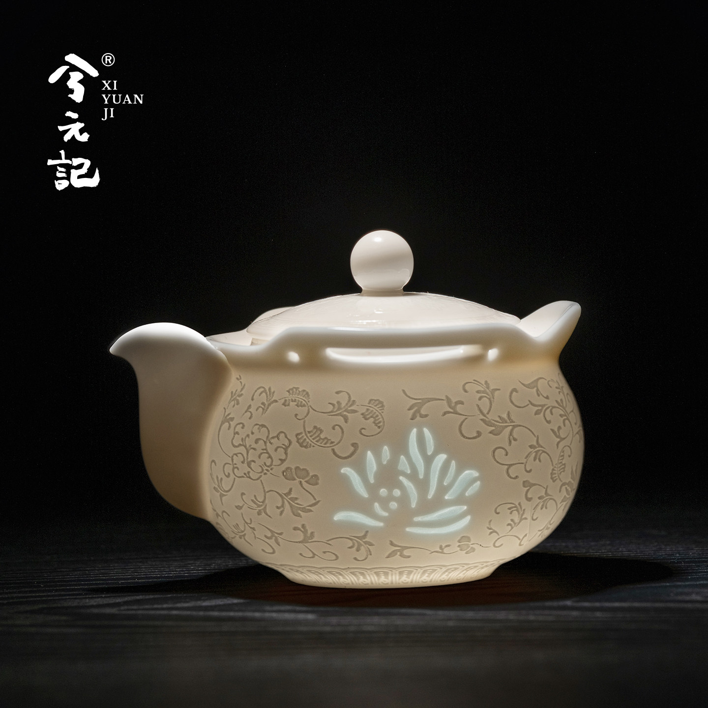 羊脂玉瓷扒花玲珑手抓壶陶瓷泡茶壶家用2026新款功夫茶具一人独饮