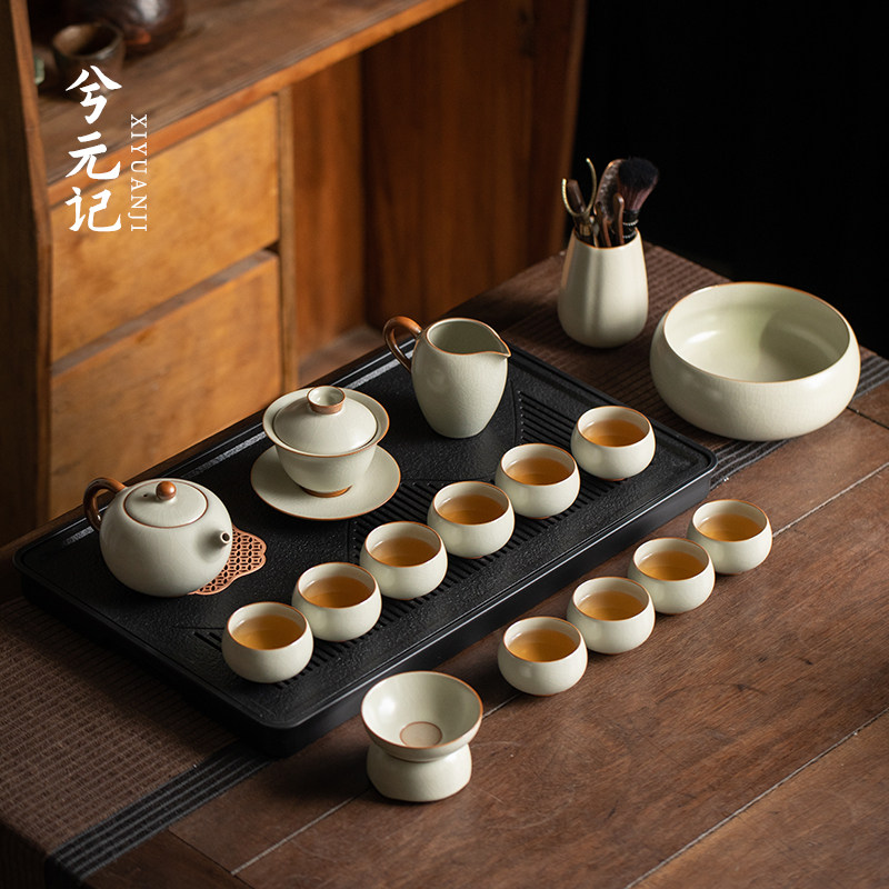 汝窑功夫茶具套组轻奢高档家用茶壶茶杯泡茶客厅办公整套2025新款
