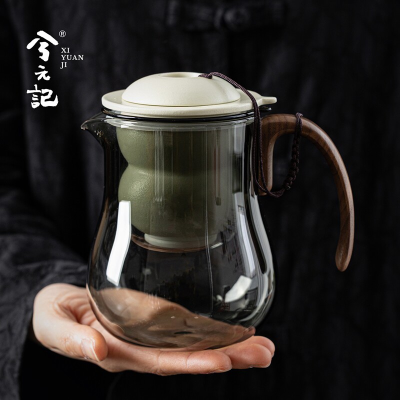 葫芦自动烟灰玻璃泡茶壶家用飘逸壶2026新款茶水分离器功夫茶具