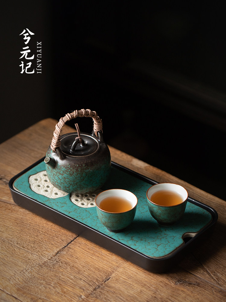 西元记孔雀绿提梁茶杯功夫茶套装高端个人家用2025新款