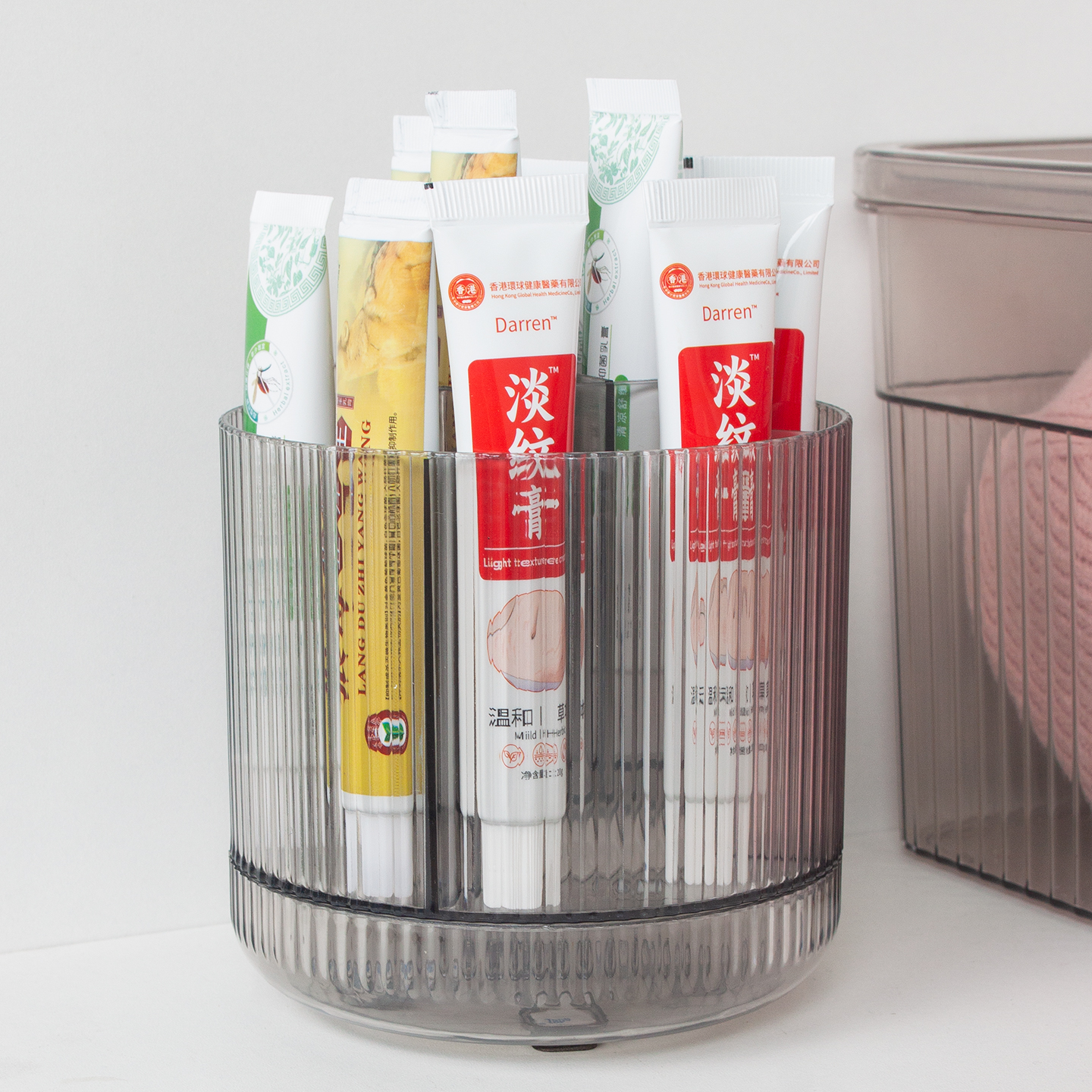 旋转分格药膏收纳盒放软膏的药箱