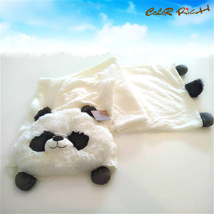 卡拉洛奇毛绒动物熊猫纯白色进口迷你毯子汽车午睡儿童毯网红新款