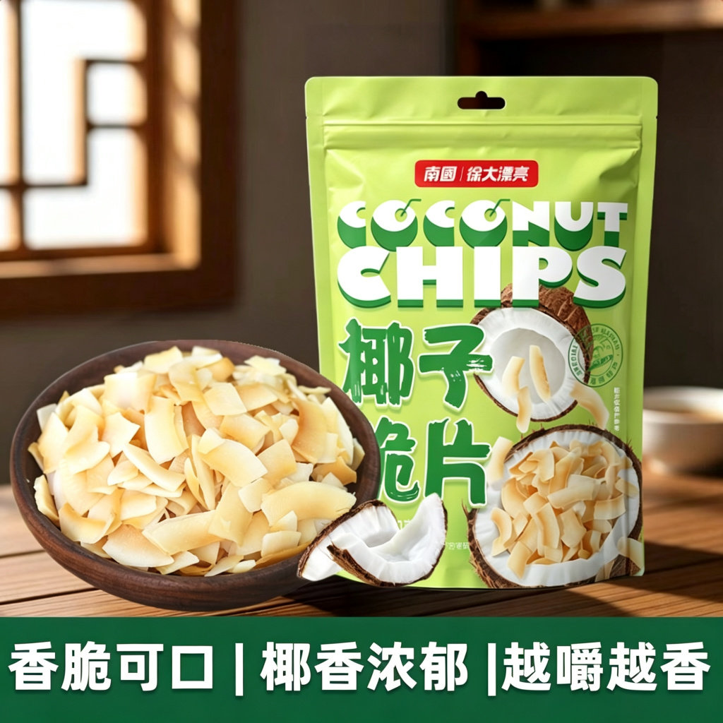 南国椰子片脆片250g商用大袋装60g盒装南特产小吃零食椰子脆片