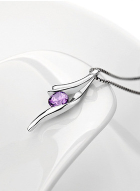 水晶项链唯华镀银花样年华配饰品配饰韩国版天然吊坠链女式饰品女