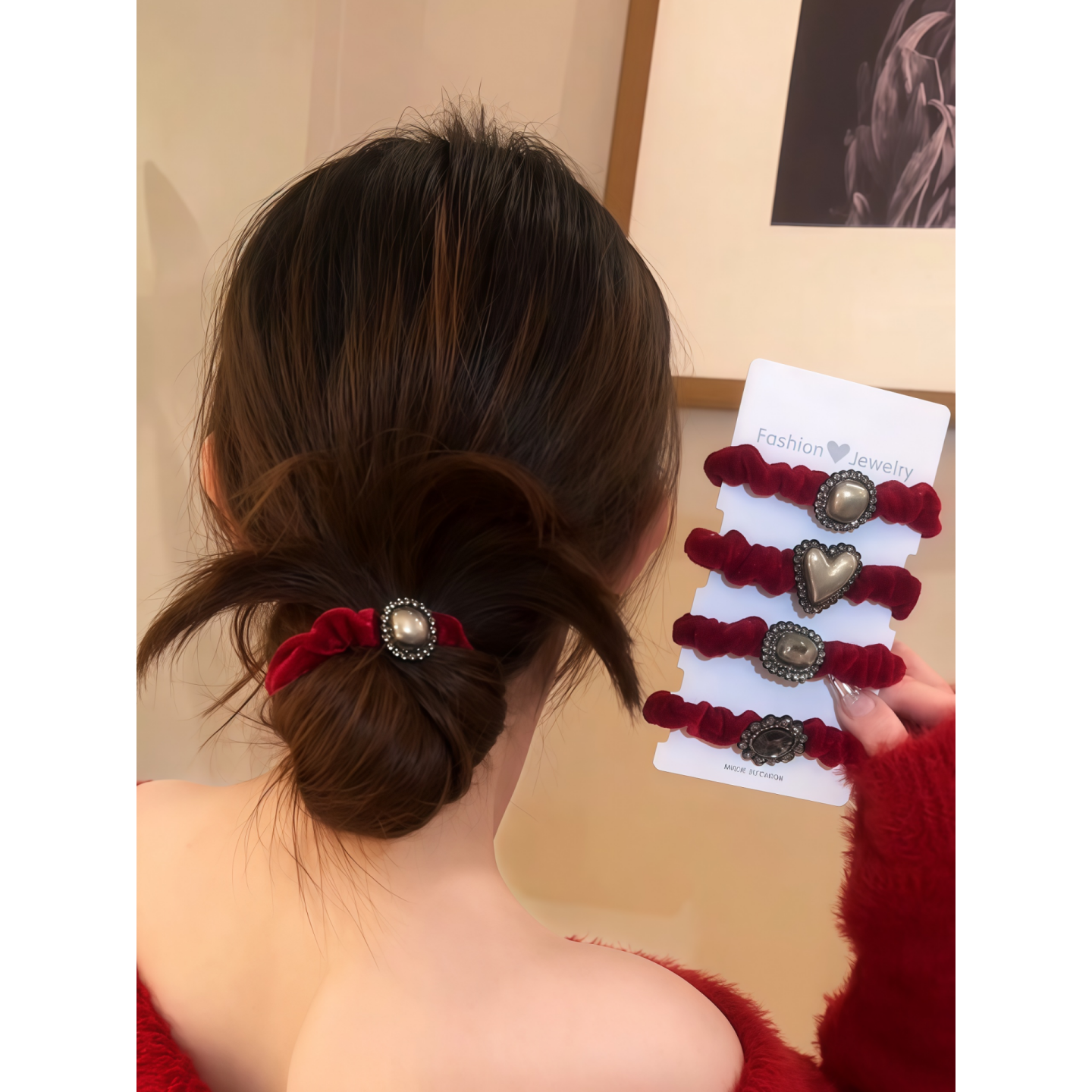 红色马年丝绒水钻头绳女高弹力加粗发圈扎马尾丸子头发绳新年皮筋,饰品/流行首饰/时尚饰品新,发饰,淘宝优惠券,粉丝福利购,淘宝优惠卷