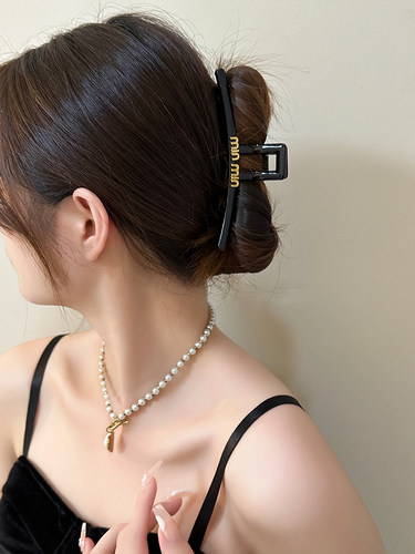 黑色鲨鱼夹高级感发夹女后脑勺
