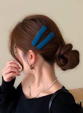 蓝色秋冬复古碎发夹女侧边夹刘海夹子头饰发卡新款前额方形bb夹