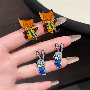 卡通软萌狐尼克朱迪兔动物造型金属徽章趣味疯狂动物城胸针cos礼