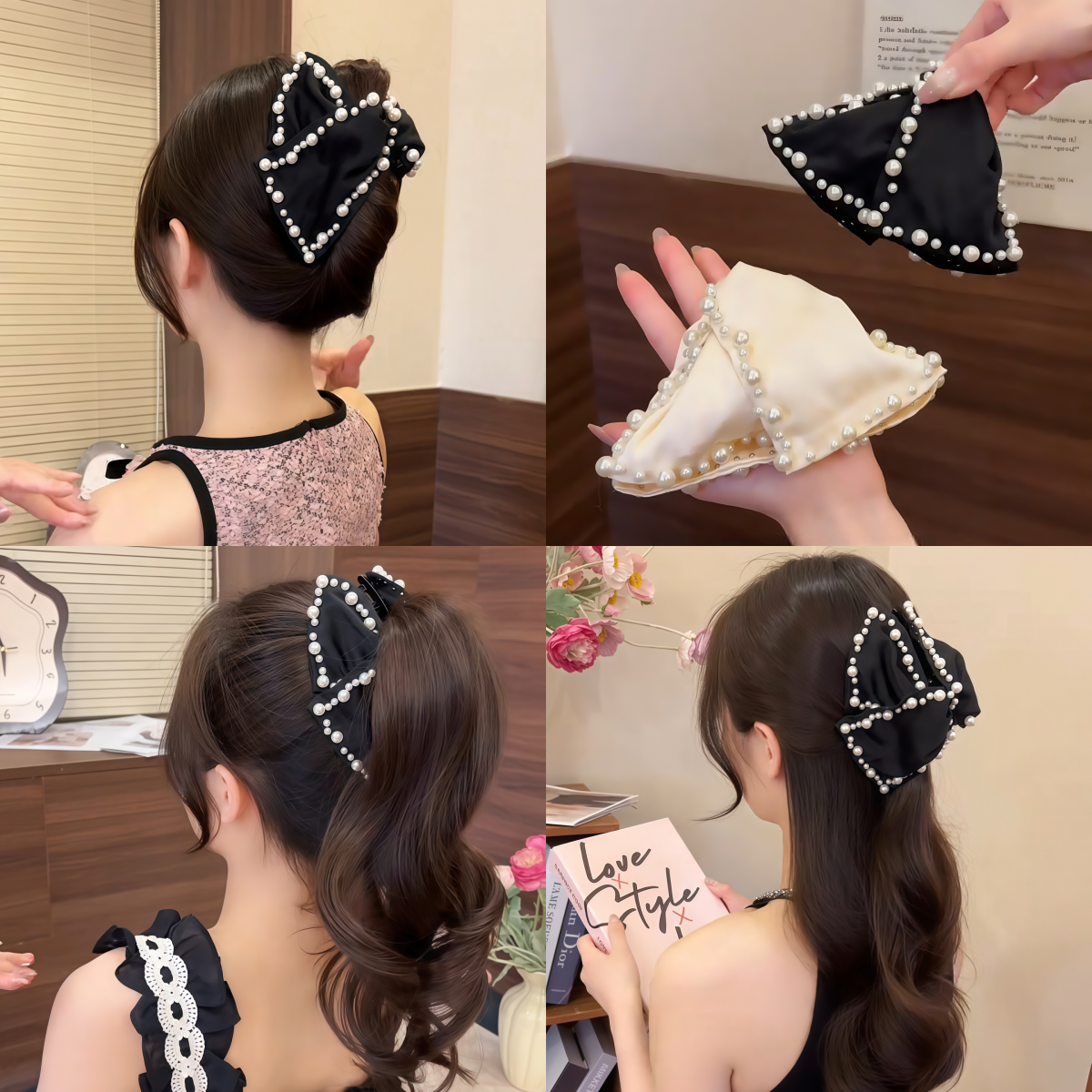 三角蝴蝶结抓夹女盘发发夹