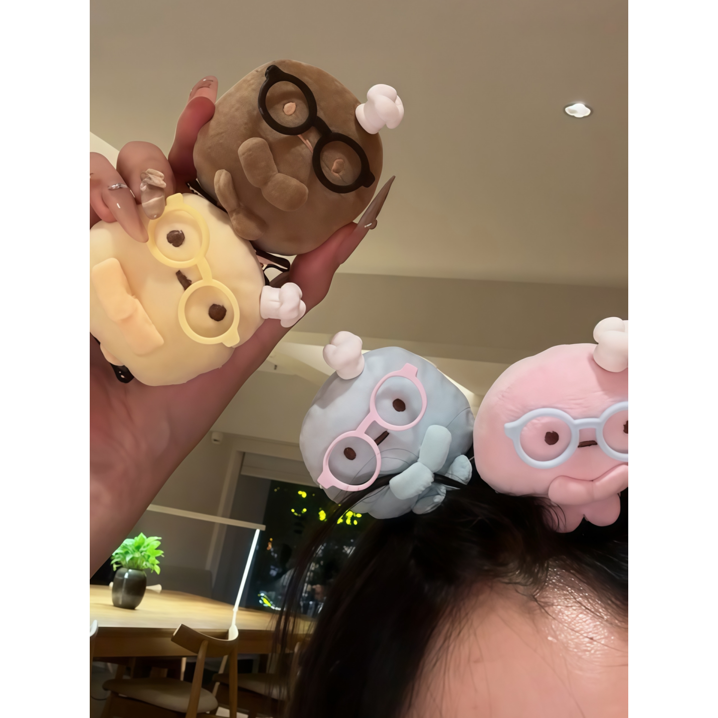 可爱眼镜角落生物发夹厨师帽四色团子发卡少女心毛绒玩偶治愈头饰