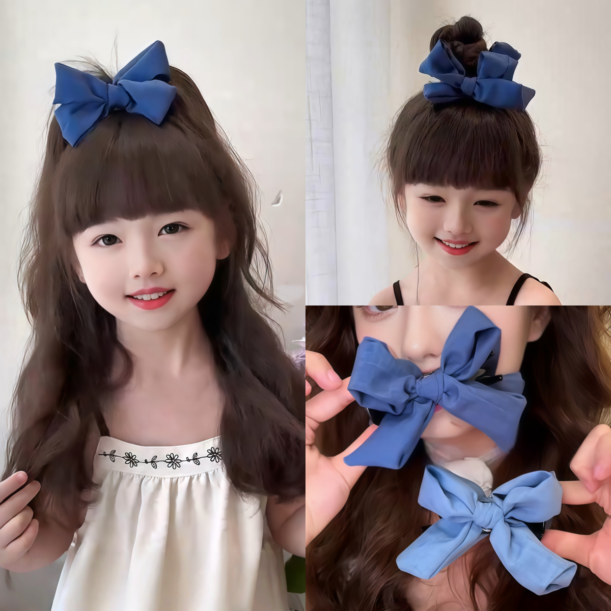 蝴蝶结丸子头抓夹女童头饰