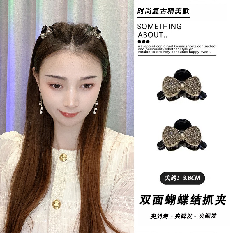 水钻珍珠蝴蝶结侧边碎发刘海抓夹
