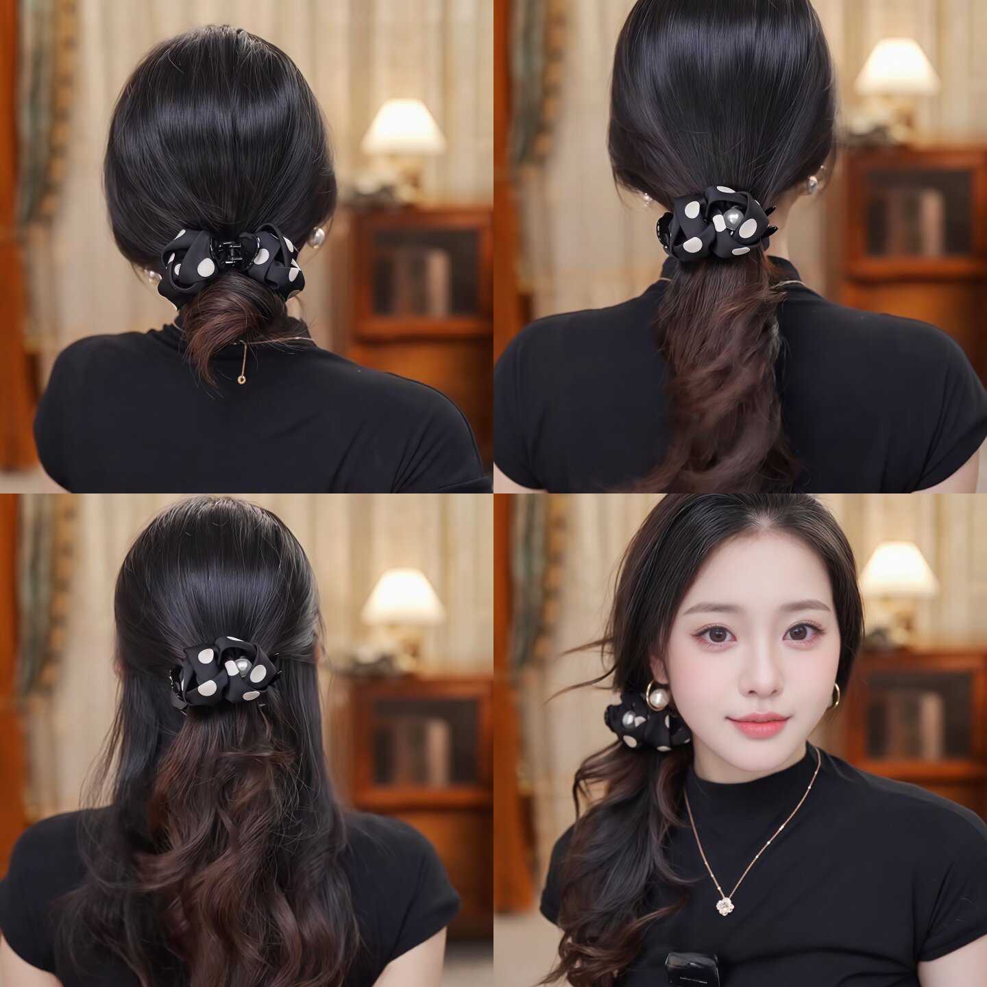 丸子头抓夹半扎发发夹女鲨鱼夹