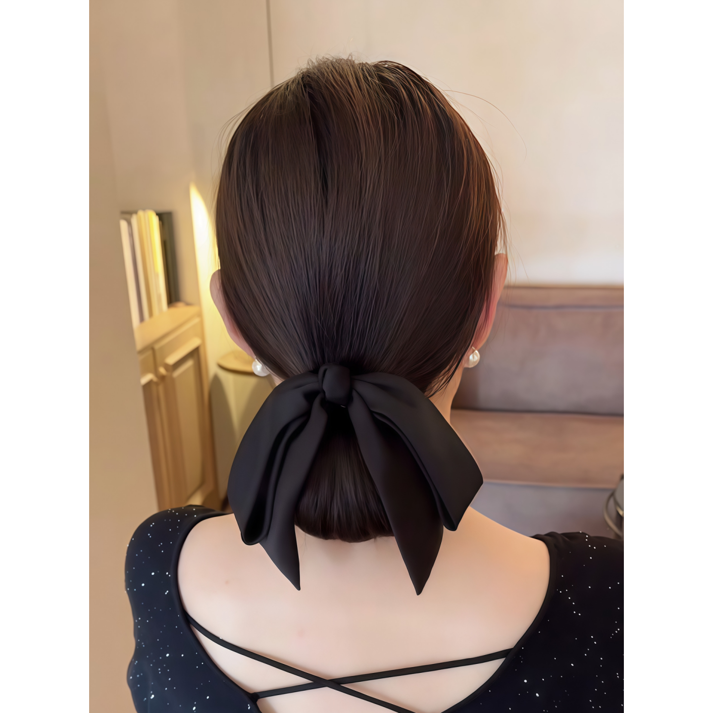 大蝴蝶结抓夹女低马尾半扎发夹