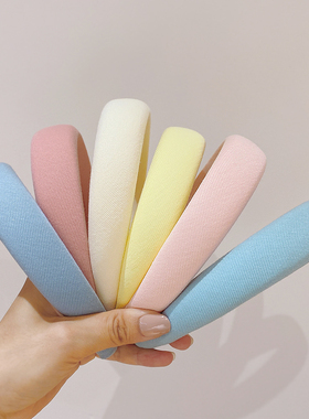 糖果色宽边厚海绵发箍显高颅顶白色蓝粉纯色黄色洗脸发带刘海发卡