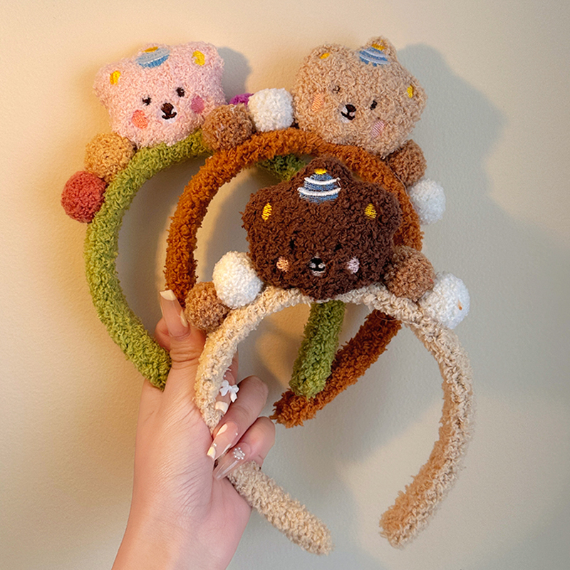 小熊可爱毛绒发箍2023年新款