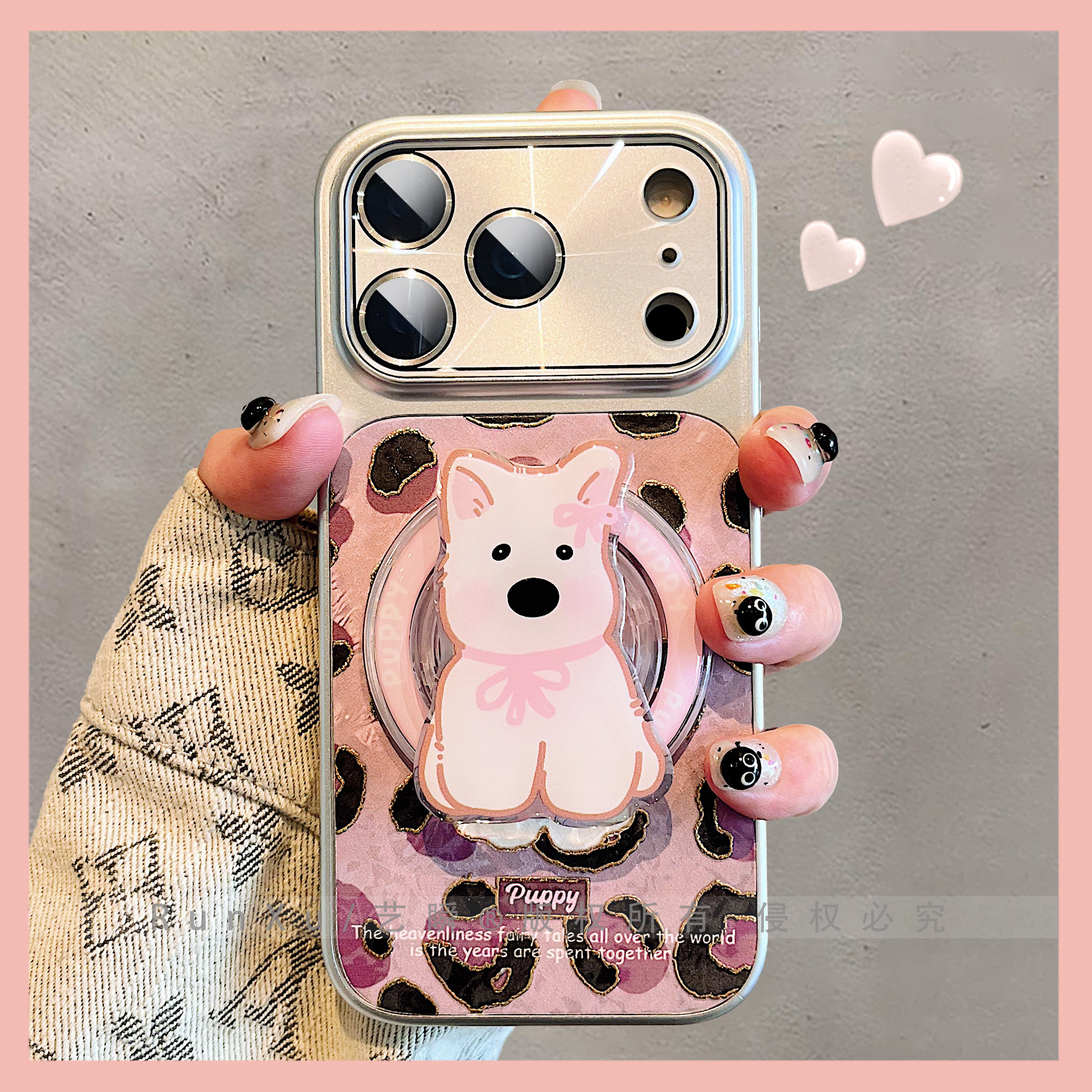 甜酷ins豹纹西高地磁吸支架适用iPhone17ProMax手机壳秒变17大视窗苹果16pm女新款14镜头全包防摔15pro保护套