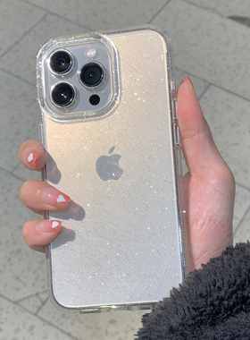 适用苹果17/16promax手机壳iphone17透明细闪粉15高级感14网红女新款13超火爆款12简约ins风ip16硬壳软套13pm