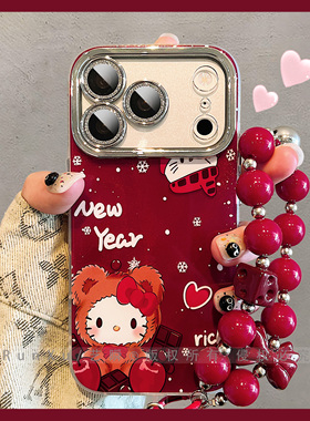 NewYear新年氛围感巧克力Kitty适用iPhone17ProMax手机壳苹果16pro镜头全包15卡通13少女心14防摔12/11保护套