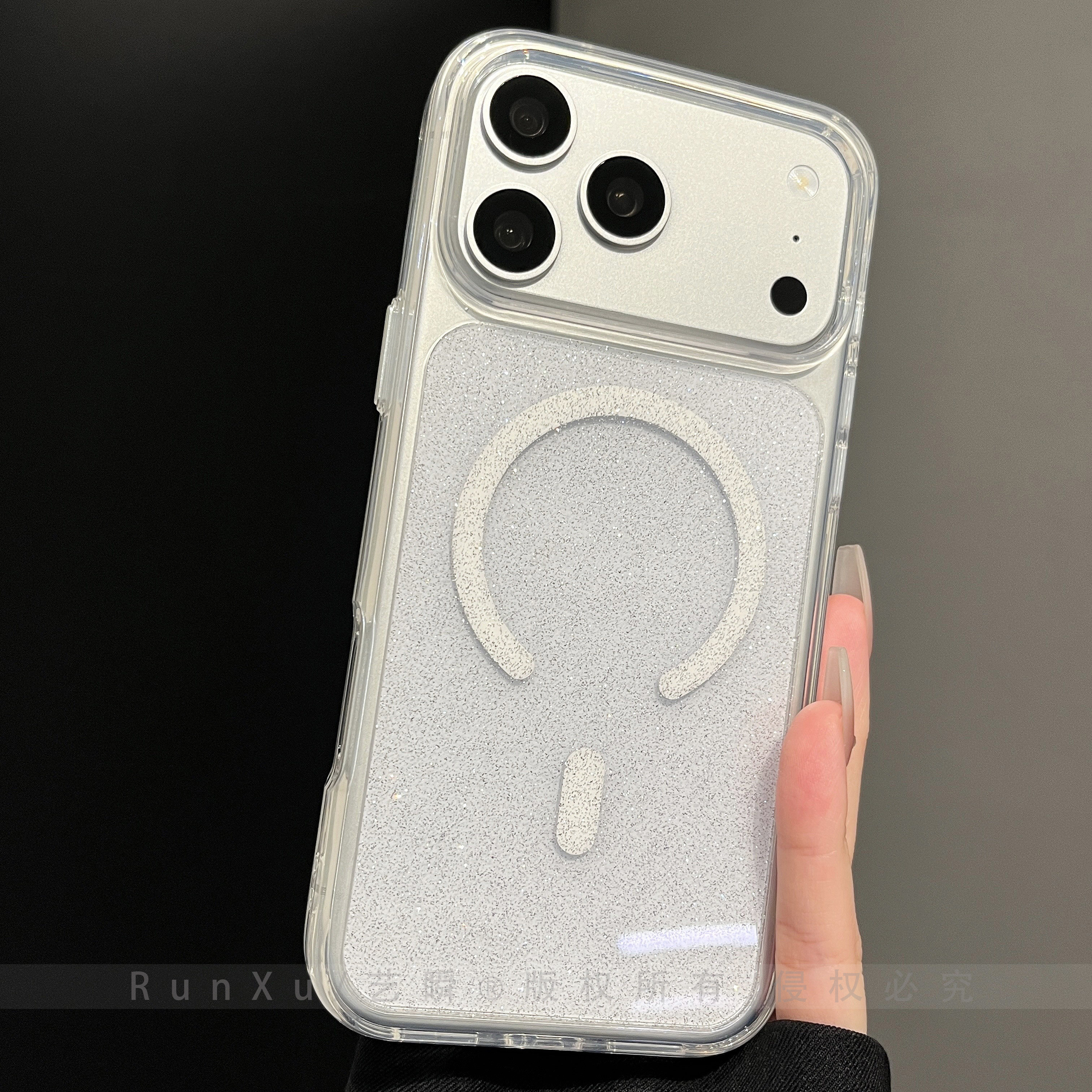 亮晶晶透明星空闪粉唯美治愈简约白磁吸壳适用iPhone17ProMax手机壳苹果16高级感ip15超好看14抗黄防摔保护套