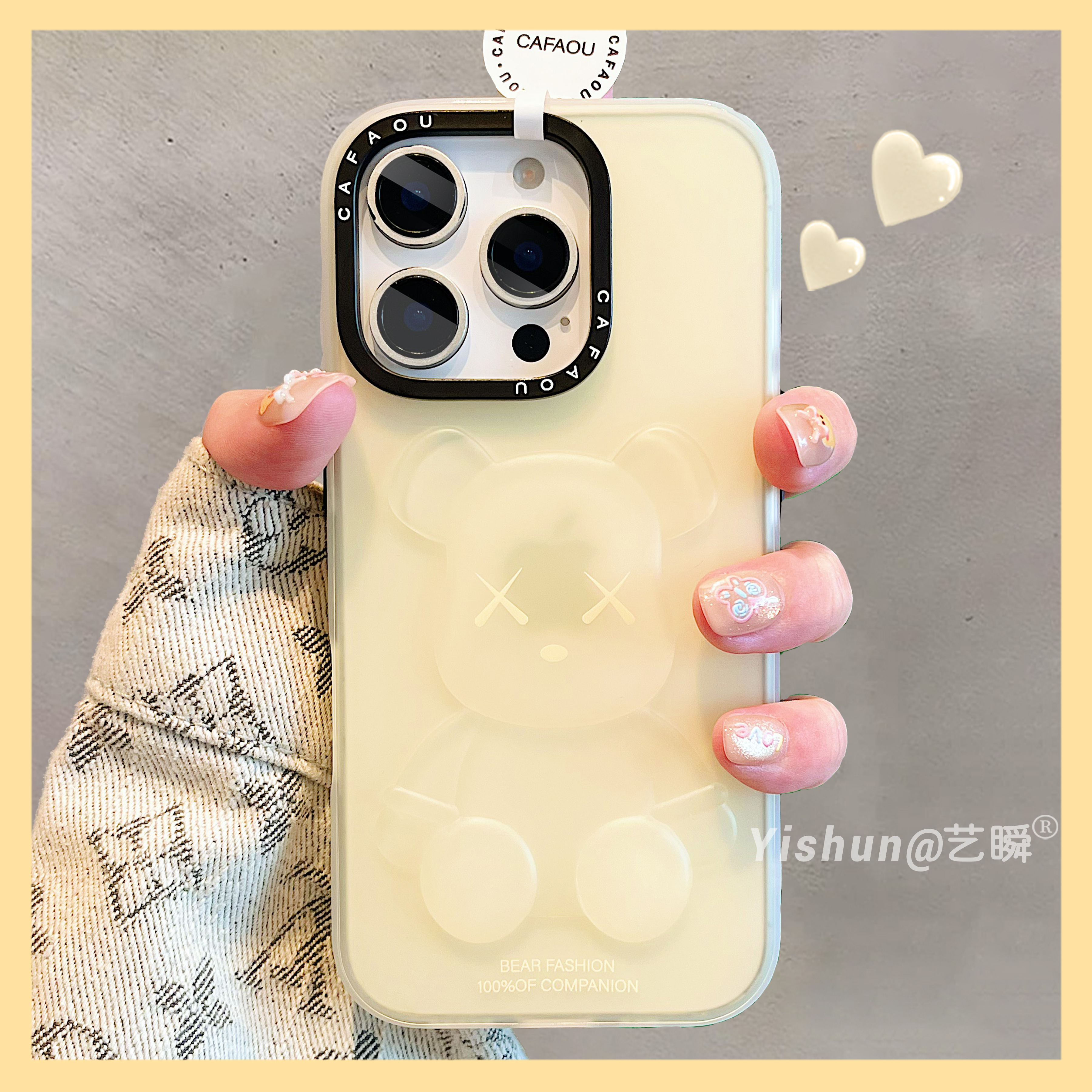 网红创意立体3D时尚熊手机壳适用苹果17pro可爱16promax新款Phone15pro潮流个性14plus高级简约13防摔保护套