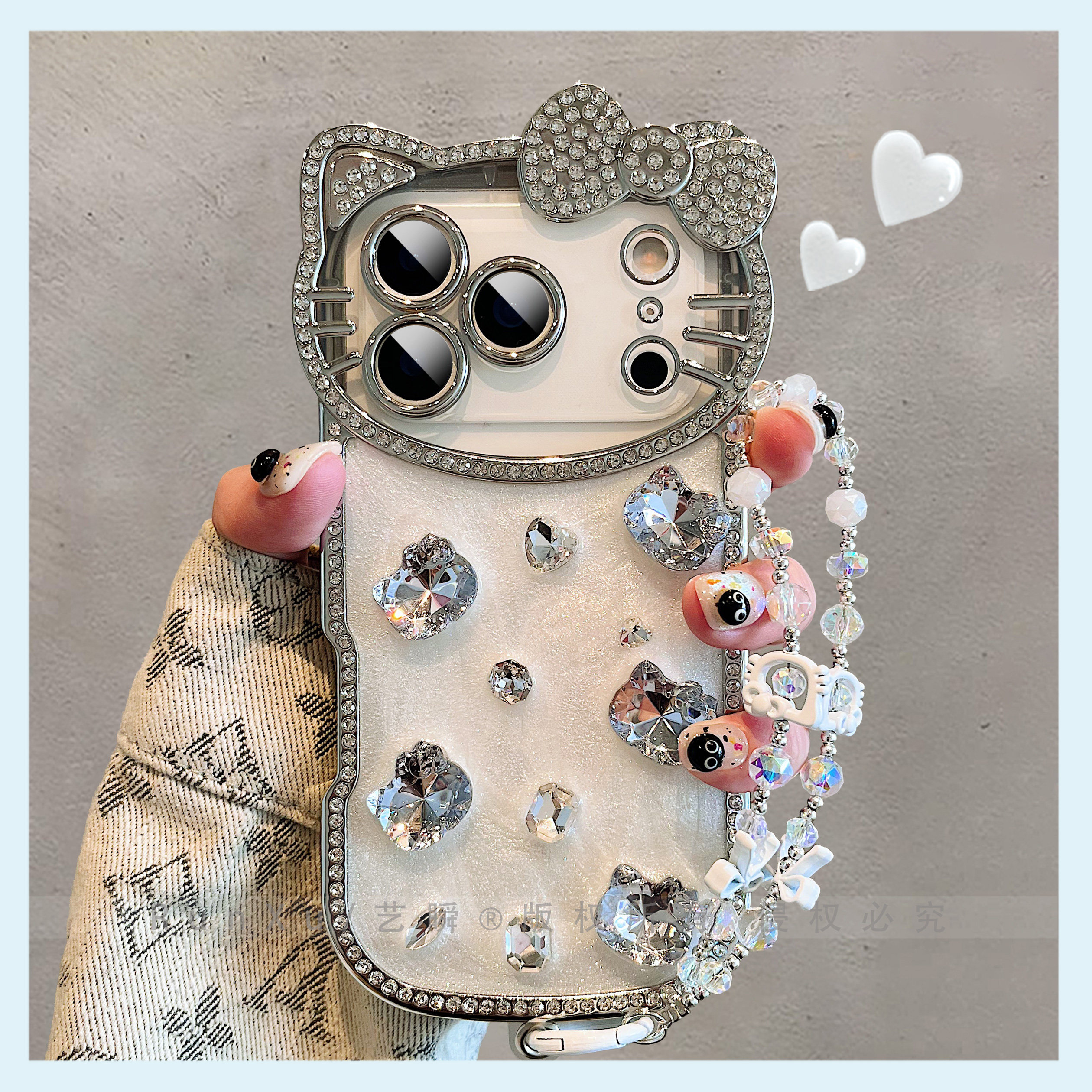 立体满屏闪钻kt猫镜头框适用iPhone17ProMax手机壳苹果16pro少女心14好看的15pro个性气质13pm简约女款保护套,3C数码配件,手机保护套/壳,淘宝优惠券,粉丝福利购,淘宝优惠卷