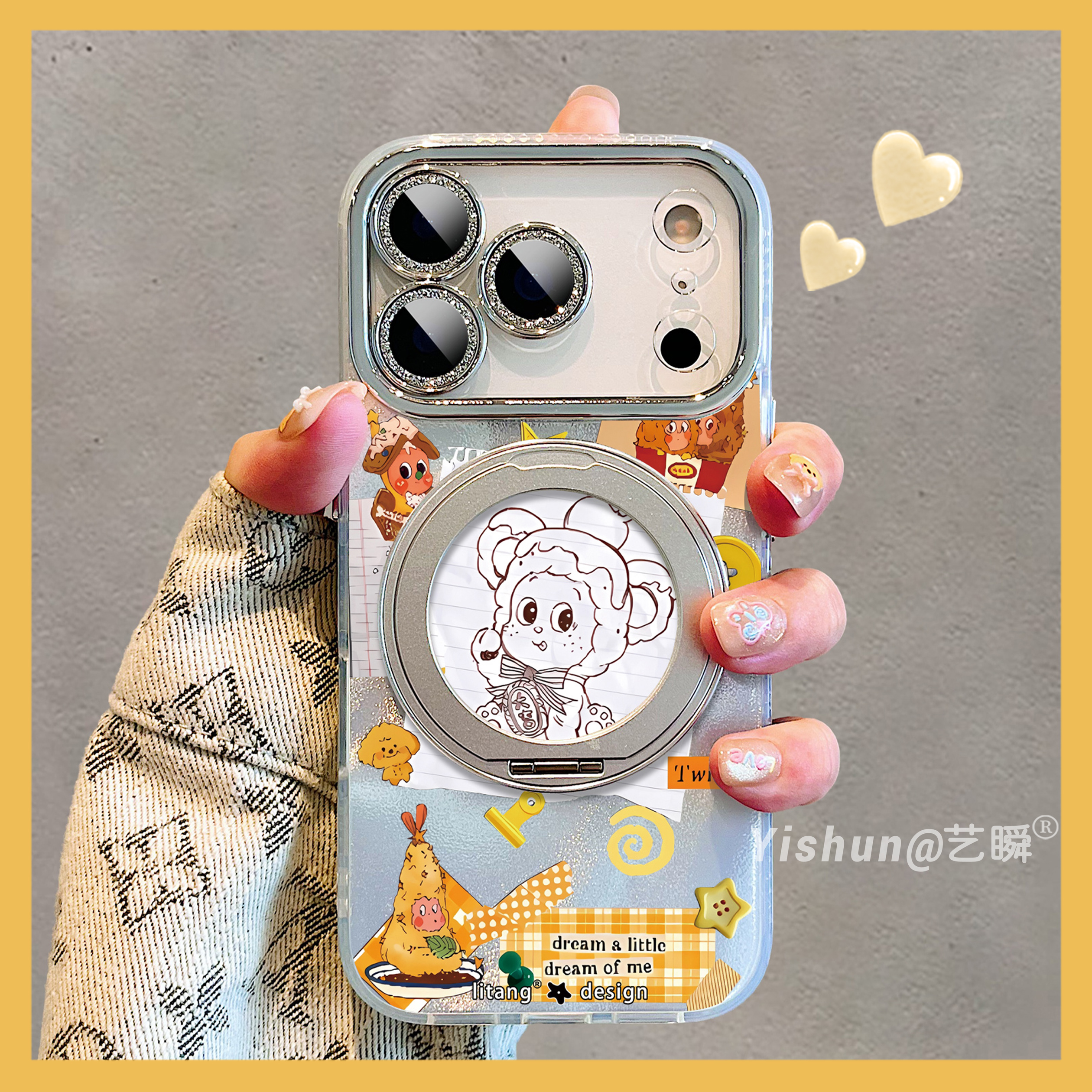 手账记录本·星星人的点点滴滴适用苹果17/17promax手机壳360旋转支架16pro磁吸支点壳iPhone14新款15p保护套