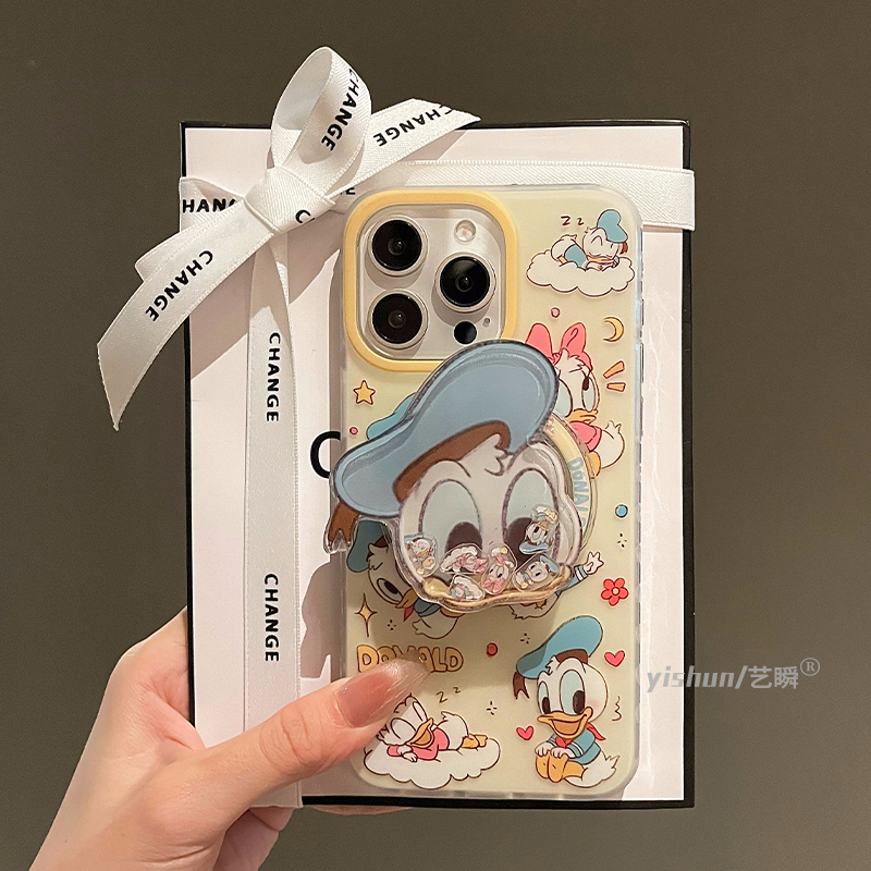 适用苹果16ProMax手机壳iPhone15童趣卡通唐老鸭黛西磁吸支架12少女心ins新款16全包硅胶13pro超火保护套14pm