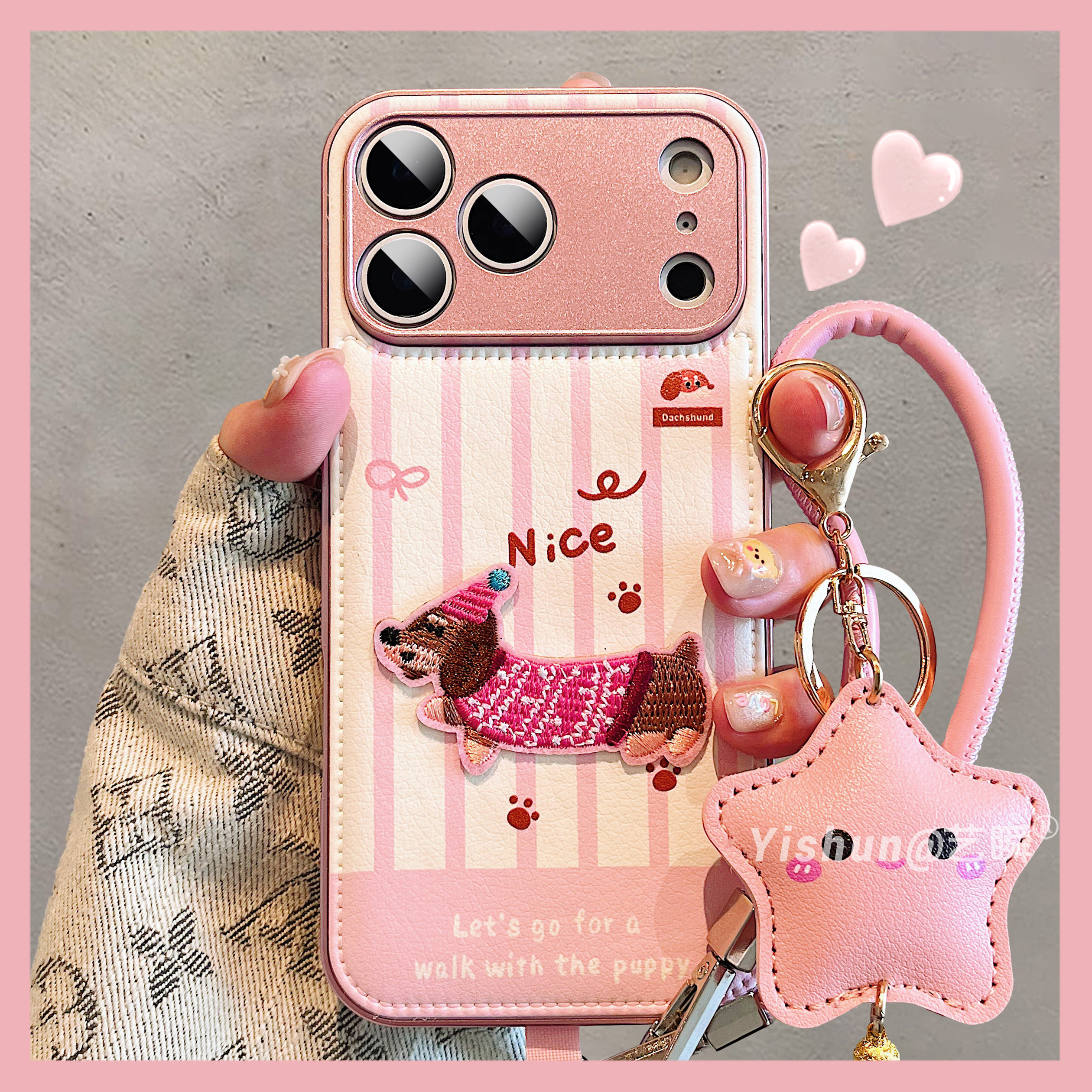 秋冬新款ins风韩系卡通可爱腊肠狗适用iPhone17ProMa