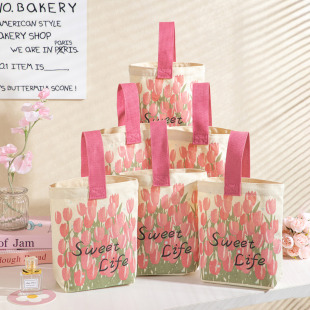 新款 郁金香三八妇女节母亲教师节布袋礼物袋伴手礼手腕帆布包定制