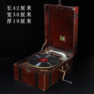 古董文玩国外回流老式手摇留声机黑胶唱片机桌面复古老物件真品