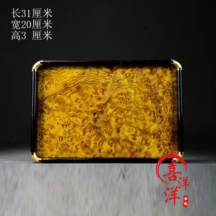 古董文玩乌木包铜角镶金丝楠木茶盘托盘果盘家用复古老物件真品
