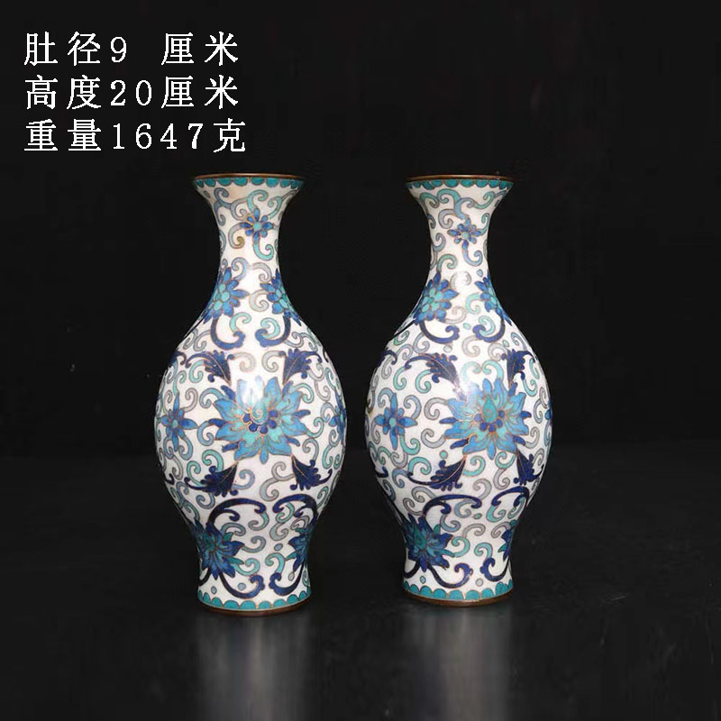 宝相花纹珐琅复古摆件客厅梅瓶