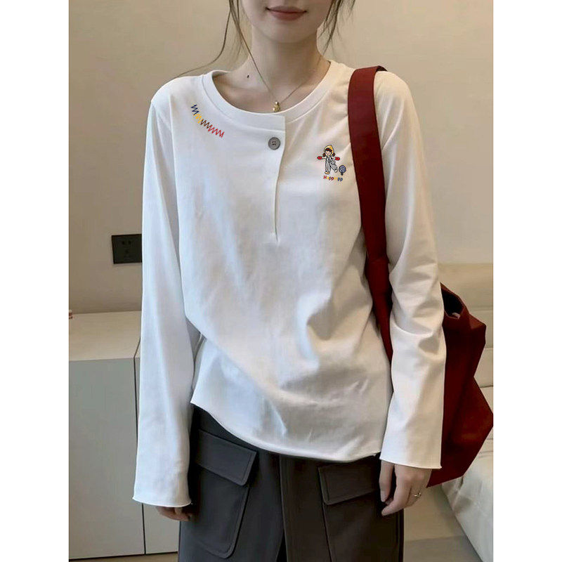 白色长袖T恤打底衫女2026秋冬新款纯棉内搭显瘦遮肉时尚百搭上衣